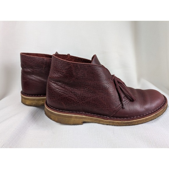 Clarks Desert Lace up Chukka Boots Mens Bergundy Leather Mens Size 10 Minimalist main image 5